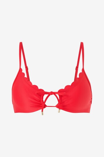 KAANDA Beach life   Bikini BH Scallop Halter Spaghitti Adjustable Straps w Removable Cups   Rød