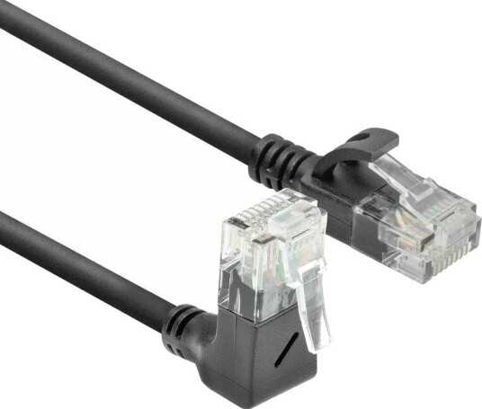 Act Black 1.5 Meters U/Utp Cat6a Lszh Slimline Patch Cable With Rj45 Connectors 90? Angled Up To Straight (Dc4951)