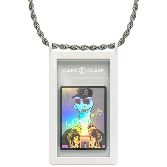 Card Clasp Slab Holder Necklace: Moon White