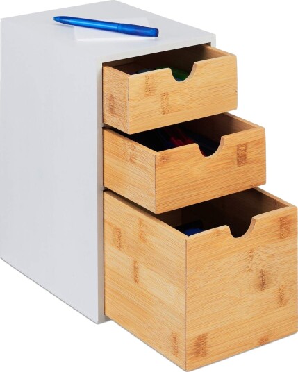 Bambus Desk Organizer med 3 skuffer for hjemmekontor