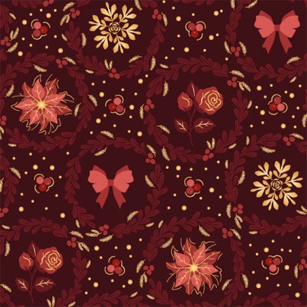 Balsløw Bomullspoplin Stoff 145cm 018 Mørkerød med blomster
