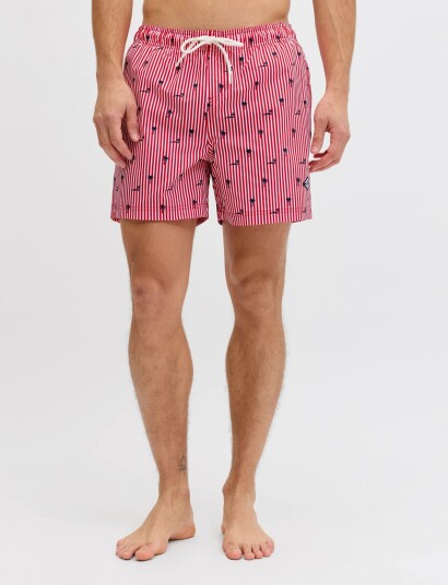 Jack & Jones Jpstmaui Breeze Mini Stripe Swim Srt Sn Red XXL