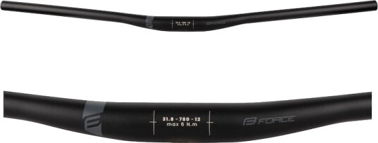 FORCE TEAM styre til MTB rised 31,8/780mm aluminium matt sort