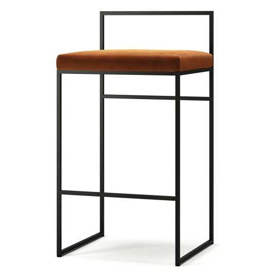 Department Barstol med Ryggstøtte 80 cm Sort / Copper Glow Fløyel