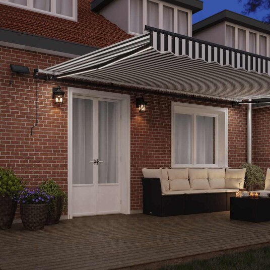 Manuell uttrekkbar markise med LED antrasitt og hvit 500x300 cm