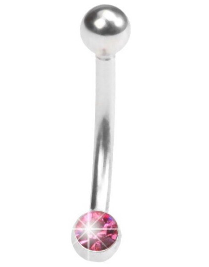 Øyenbrynspiercing med Rosa Sten 1.2 x 8 mm