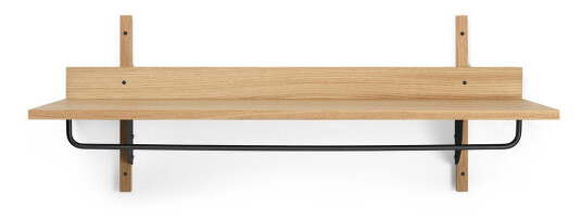 ferm LIVING Sector hylle med stang 37 x 87 cm Oak-black-brass
