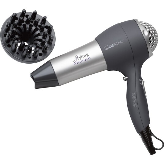 Clatronic HTD 3055 Styling Professional Hairdryer & Diffuser Silver 1 stk Hårføner Clatronic HTD 3055 Styling Professional Hairdryer & Diffuser Silver 1 stk Hårføner