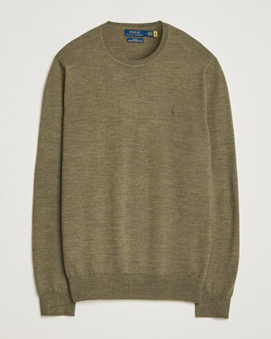 Ralph Lauren Polo Merino Crew Neck Pullover Cargo Olive Heather