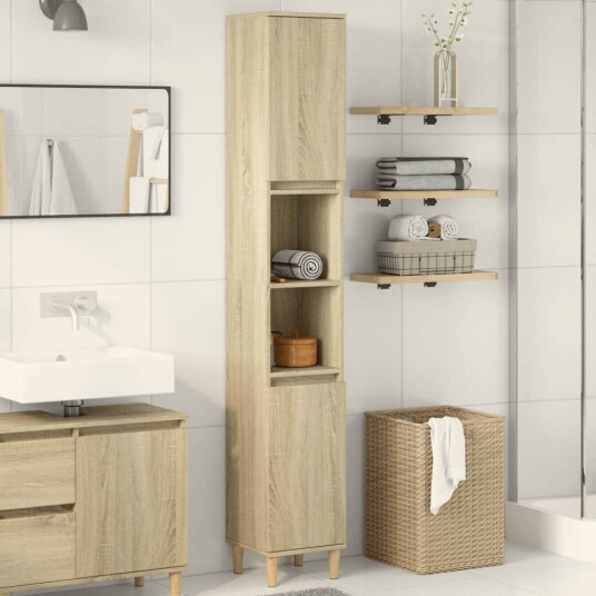 Baderomsskap sonoma eik 30x30x190 cm konstruert tre Baderomsskap sonoma eik 30x30x190 cm konstruert tre