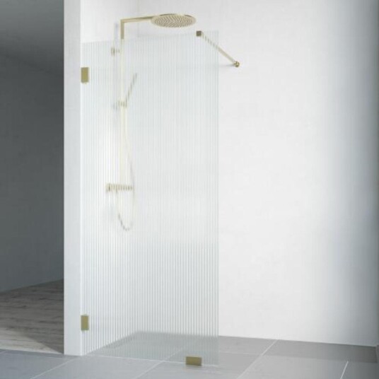 Macro Design Grace Dusj Skjermvegg Fast Gull / 70cm Briljant Linjeglass