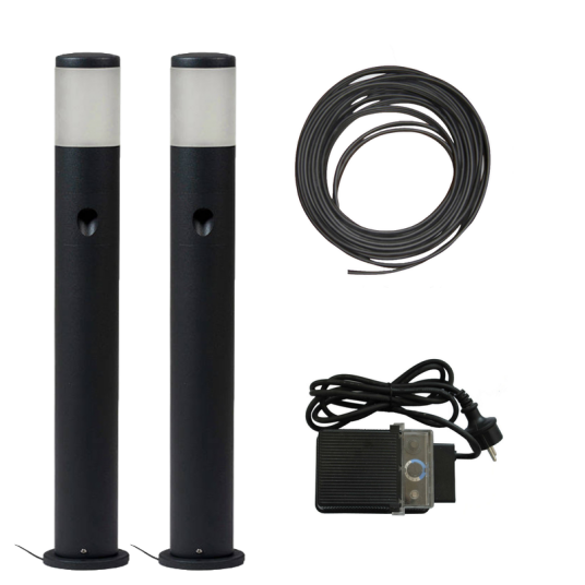 Koksgrå LED-stolpe m/sidelys 60cm Tilpasset sett
