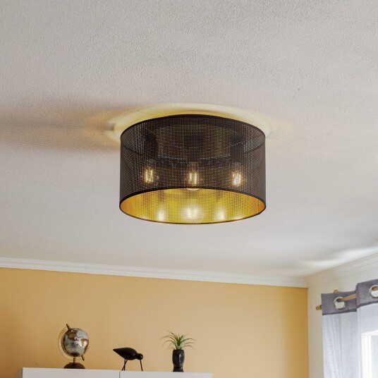 Luminex Taklampe Jovin 3 lyskilder 1 skjerm svart/gull