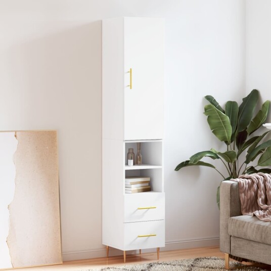 vidaXL Highboard hvit 34,5x34x180 cm konstruert tre 8720845483272