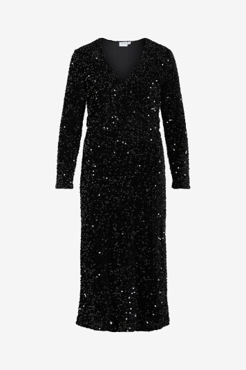 Vila   Kjole viFaith V neck L/S Midi   Svart