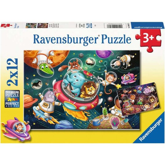 Puslespill 2x12 Dyr I Verdensrommet Ravensburger