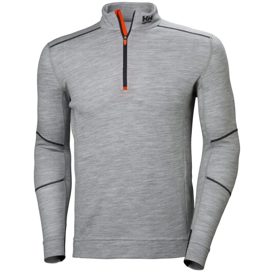 HH Workwear Workwear Helly Hansen Lifa Merinoull Undertrøye Med Halv Glidelås Grå L