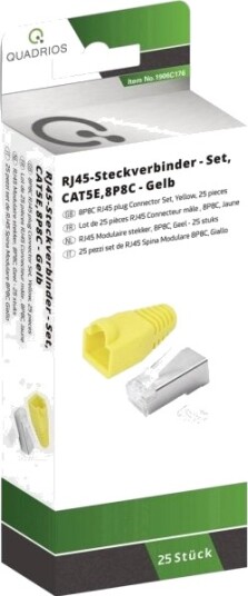 Quadrios Rj-45 Kontaktsett Cat 5E 1906C176 Rette 8P8c Gul 25 Stk (1906C176)