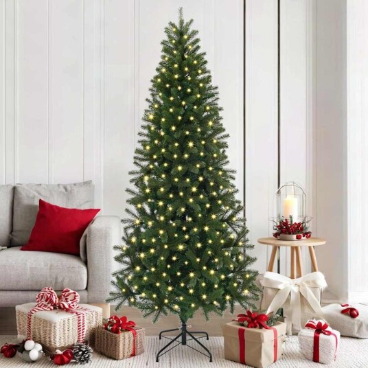  Kunstig juletre med 300 LED med stativ grønn 180 cm PE og PVC