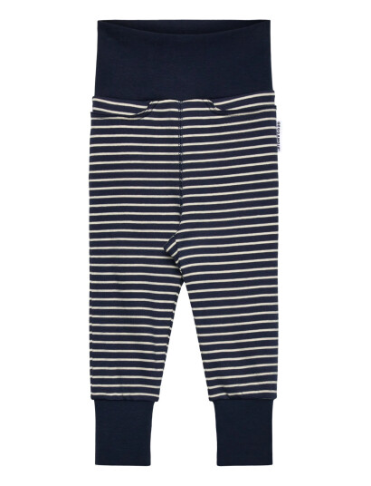 Geggamoja Baby Pants Navy Beige Stripe - Navy - 74/80