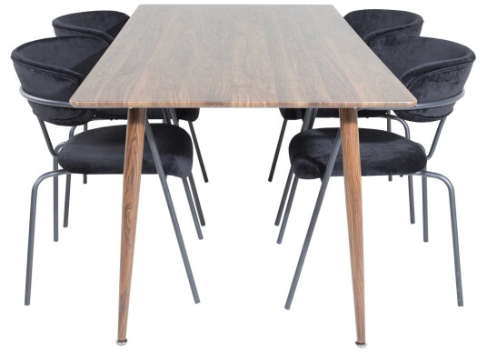 Venture Design Polar & Arrow spisegruppe Brun/svart 4 st stoler & bord 180 x 90 cm