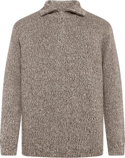 Knowledge Cotton Apparel Quater Zip Sweater Brown M