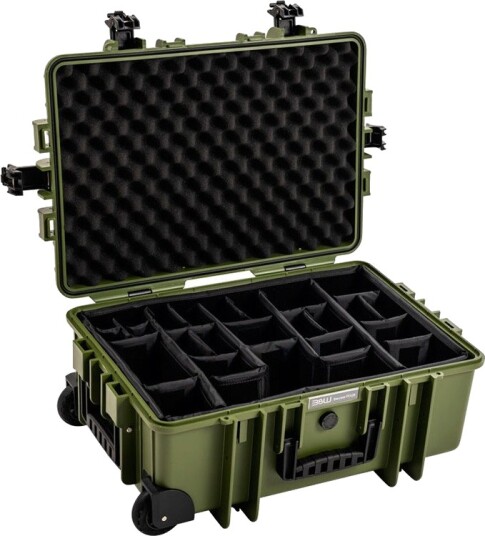 B&W International 6700 Outdoor Flightcase med skuminnlegg og rom - Mørkegrønn