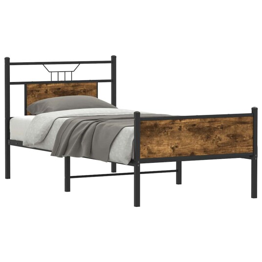 Sengeramme uten madrass røkt eik 80x200 cm konstruert tre 4106917
