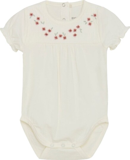 En Fant Body SS Embroidery Egret (92 / 2 år)