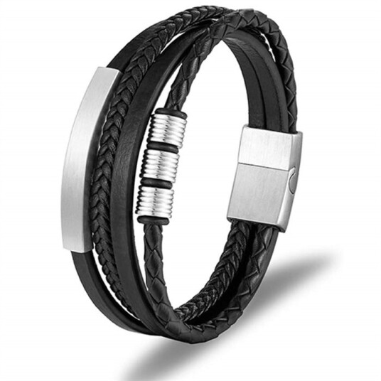 Kalaz armbånd i skinn og stål Kalaz armbånd i skinn og stål
