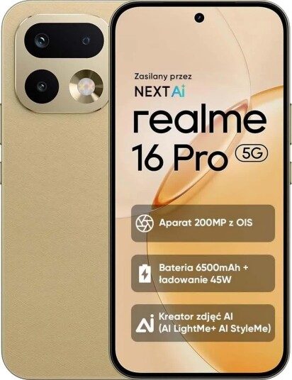 Realme 16 Pro - 5G Smarttelefon - Dobbelt-Sim - Ram 8 Gb / Internminne 256 Gb - Oled Display - 6.78" - 2772 X 1272 Piksler (144 Hz) - 2X Bakkameraer 200 Mp, 8 Mp - Front Camera 50 Mp - Mastergull