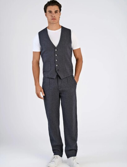 Lindbergh Cotton Linen Waistcoat Black M Lindbergh Cotton Linen Waistcoat Black M