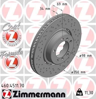 Bremseskive ZIMMERMANN 460.4511.70 Bremseskive ZIMMERMANN 460.4511.70