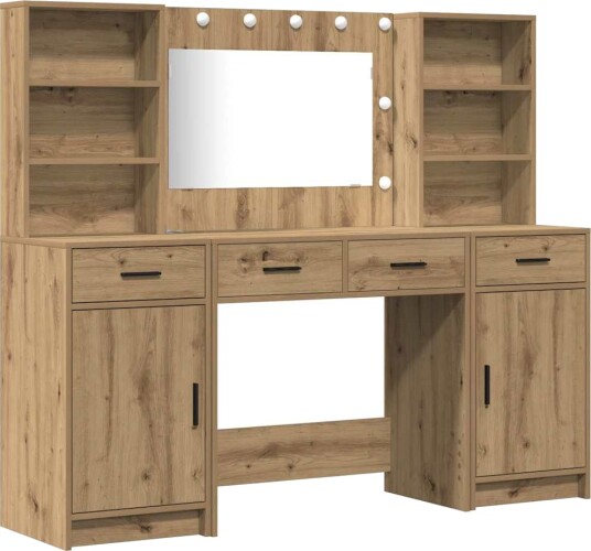  Sminkebordsett med skuff 3 pcs artisan eik 78.5 x 41 x 135 cm