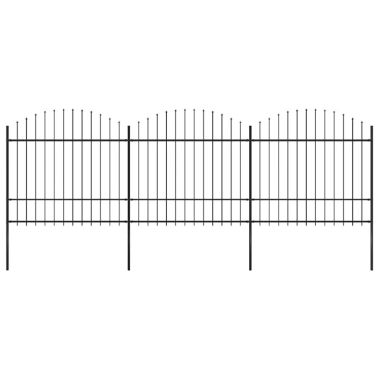 Hagegjerde med spydtopp stål (1,5-1,75)x5,1 m svart