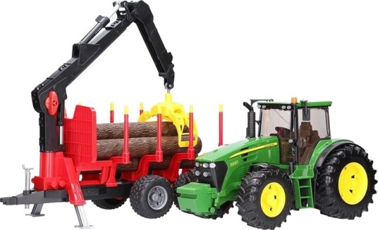 Bruder John Deere 7930 with forestry trailer and 4 trunks