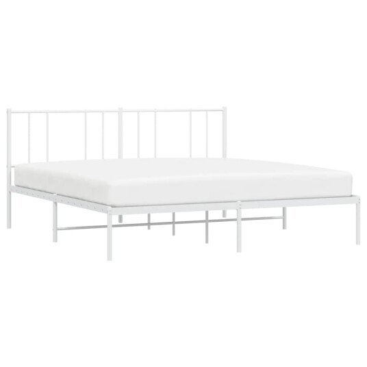 vidaXL Sengeramme i metall med sengegavl hvit 180x200 cm