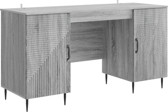 vidaXL Skrivebord med dør Grå sonoma 142,5 x 50 x 75 cm Konstruert tre