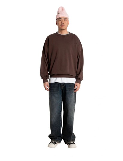 Woodbird Wbdon Washed Crew   Brown   XS
