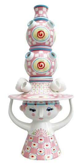 Bjørn Wiinblad   Lady with hat vase 50 cm rosa