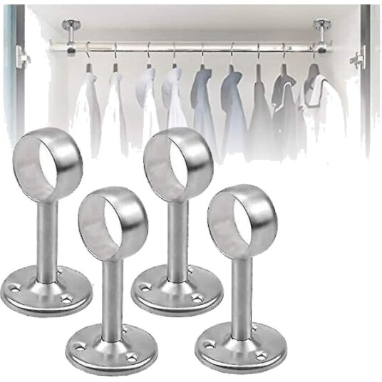 Galaxy 4stk takmontert gardinstangbrakett rustfritt stål garderobe stang garderobe stang holder(25mm) WELLNGS