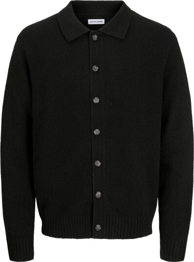 Jack & Jones Jjesoho Ollie Knit Polo Cardigan BLACK M Jack & Jones Jjesoho Ollie Knit Polo Cardigan BLACK M