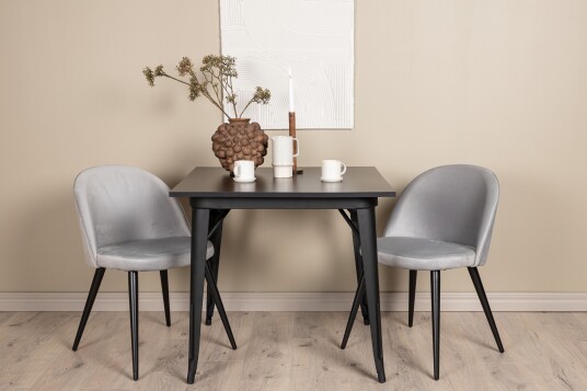 Venture Home Spisegruppe Tudera 80 cm Rektangulær med 2 Longreone Stoler Svart