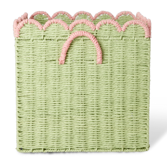 Rice Paper Rope Kurv Sammenleggbar Med Skjellformede Kanter 33 cm Grønn / Rosa Rice Paper Rope Kurv Sammenleggbar Med Skjellformede Kanter 33 cm Grønn / Rosa
