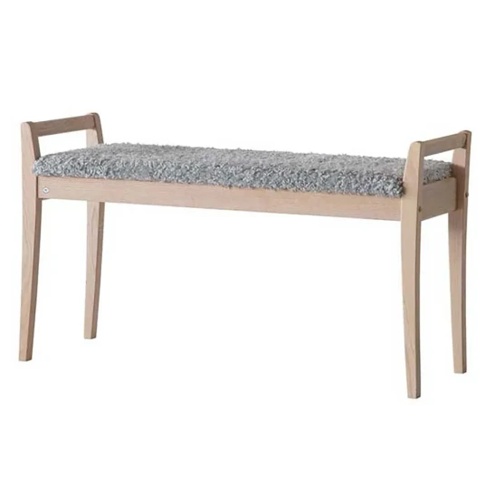 Oscarssons Möbel Meja Bench Hvitoljet eik/safeskinn look Lysegrå