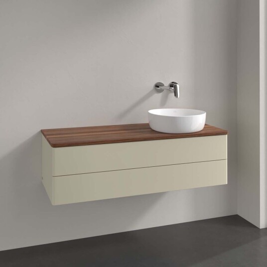 Villeroy & Boch Antao Servantskap med 2 skuffer 120x50x36 cm u/lys Grå Matt/Valnøtt Villeroy & Boch Antao Servantskap med 2 skuffer 120x50x36 cm u/lys Grå Matt/Valnøtt