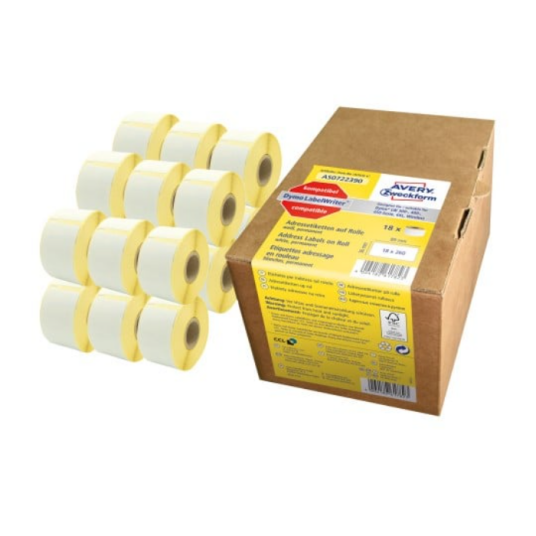 Avery Adresseetiketter, Etikettruller, 36 x 89 mm, 4.680 Etiketter, Hvit