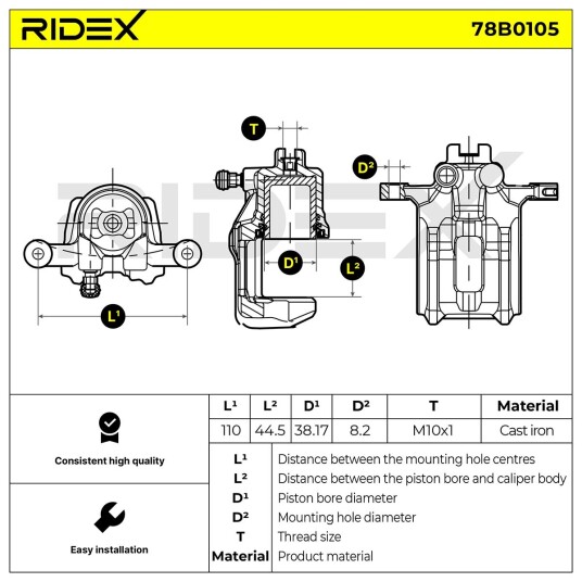 Bremsecaliper RIDEX 78B0105 Bremsecaliper RIDEX 78B0105