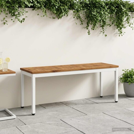 vidaXL Hagebenk 108,5 x 35 x 45 cm Solid akasietre Naturlig og Hvit