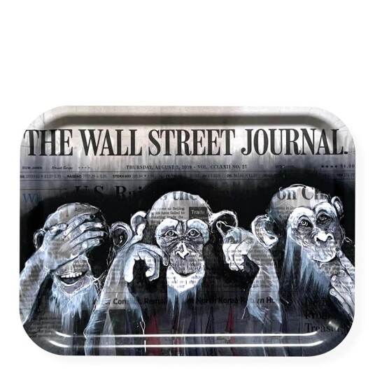 Lisa Törner Art Bordbrikke The Three Wise Monkeys 28x36 cm svart